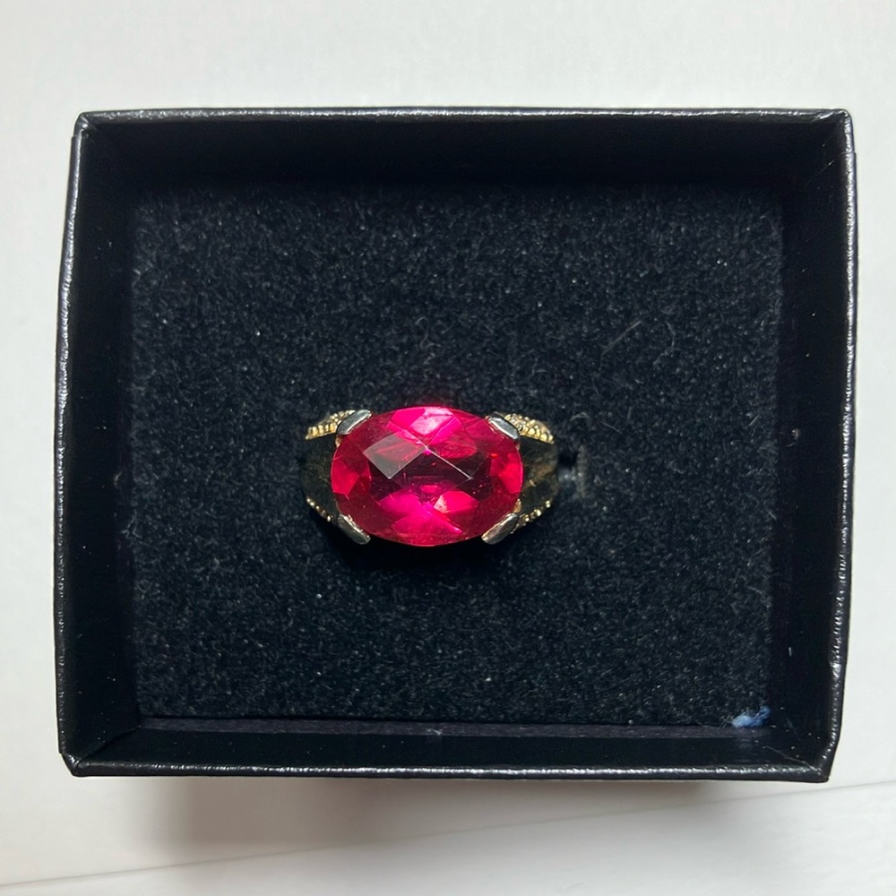 Technibond Orginial Created Pink Sapphire  and CZ Ring